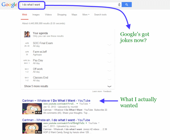 I do what I want Google Search